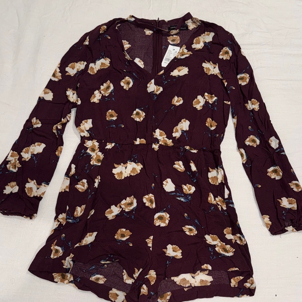 Kendall & Kylie Burgundy Floral Romper